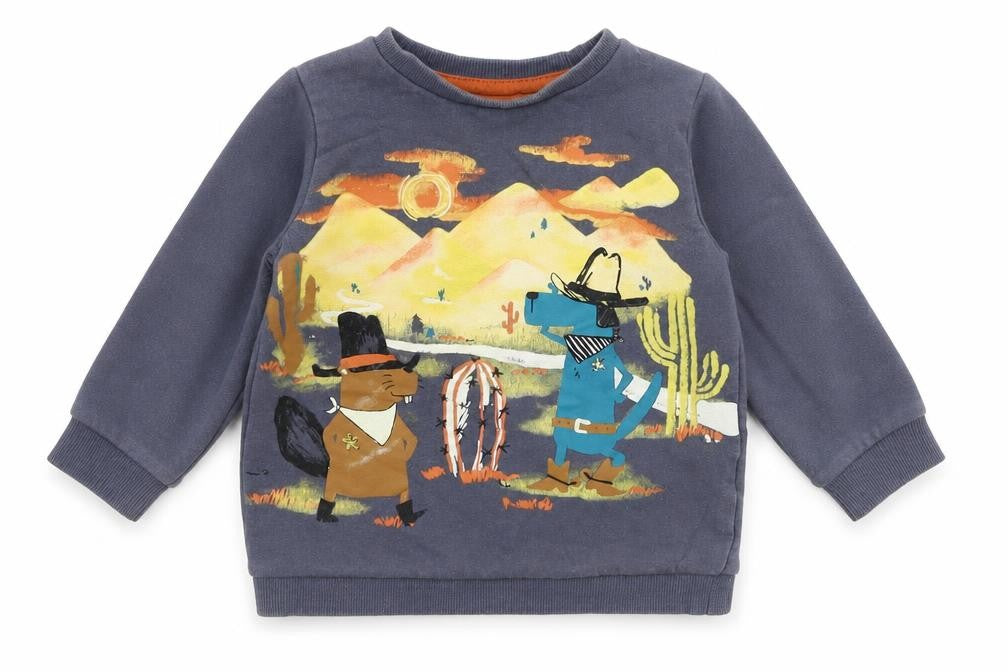 pep&co  Boys Grey Animal Print  Pullover Jumper Size 18-24 Months