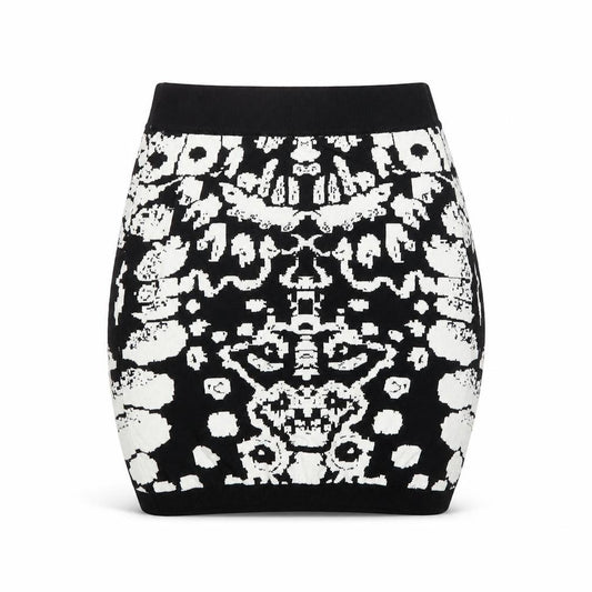 Front view of swede paris women’s black bandage skirt, size S