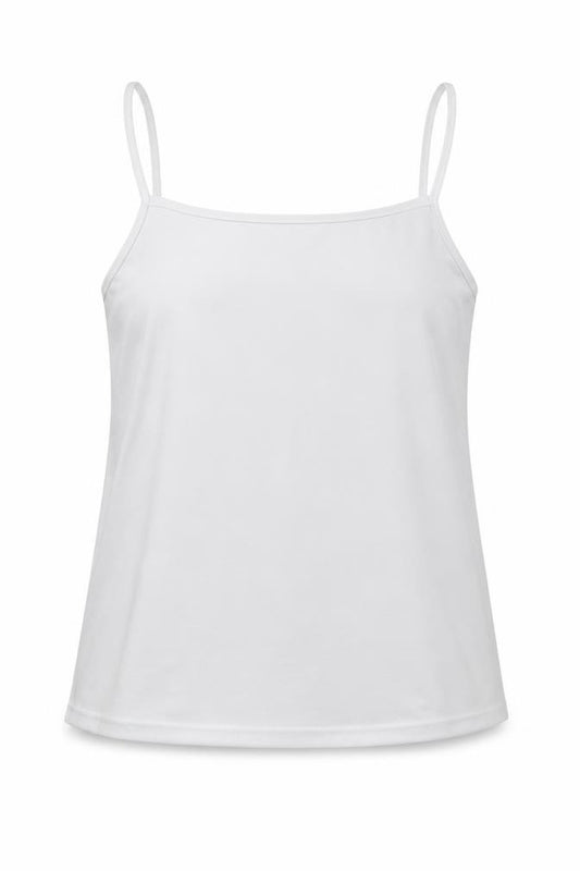 Front view of Bassini women’s white camisole t-shirt, size XL