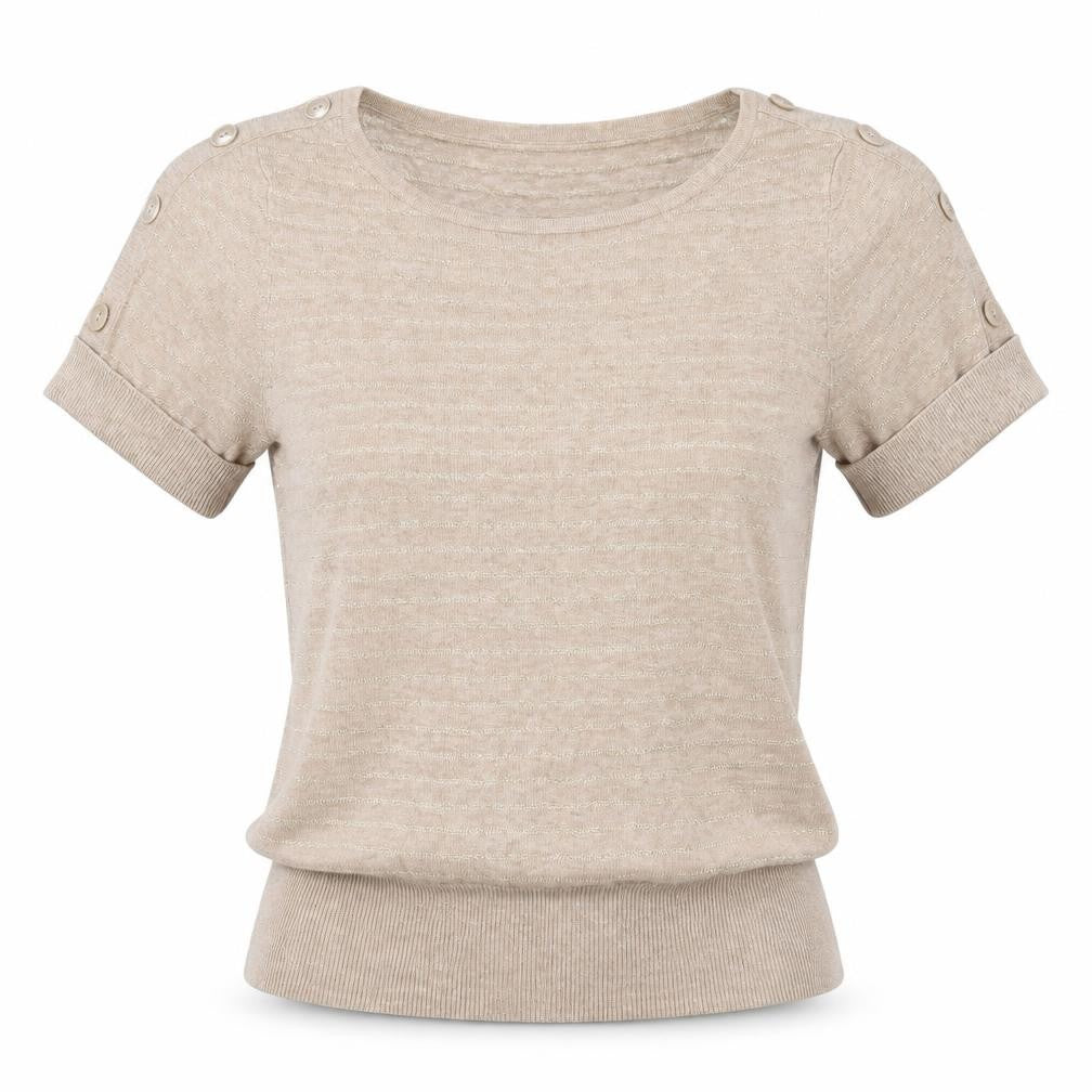 Debenhams Womens Brown Striped  Pullover Jumper Size 10  - metallic ,button details on shoulders
