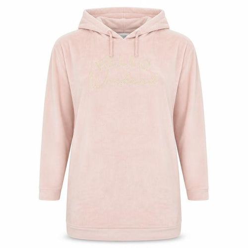 CALM WELLBEING Womens Pink   Pullover Jumper Size M  - Embroidered Hello Weekend