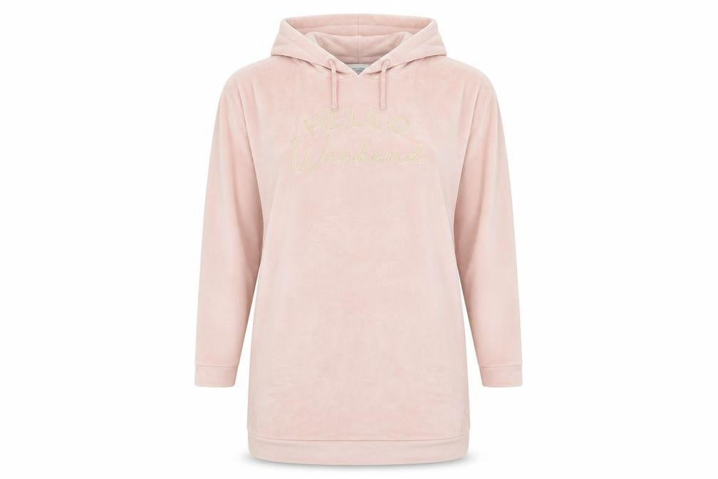 CALM WELLBEING Womens Pink   Pullover Jumper Size M  - Embroidered Hello Weekend