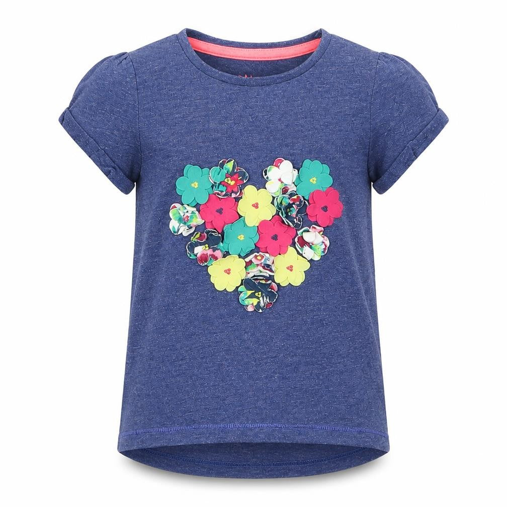 F&F Girls Blue   Basic T-Shirt Size 12-18 Months  - Flowers