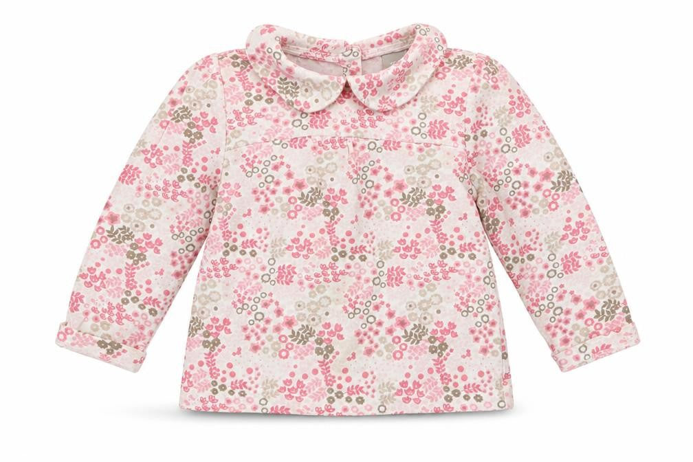 Front view of Tu girls’ pink geometric basic t-shirt, size 6-9, months