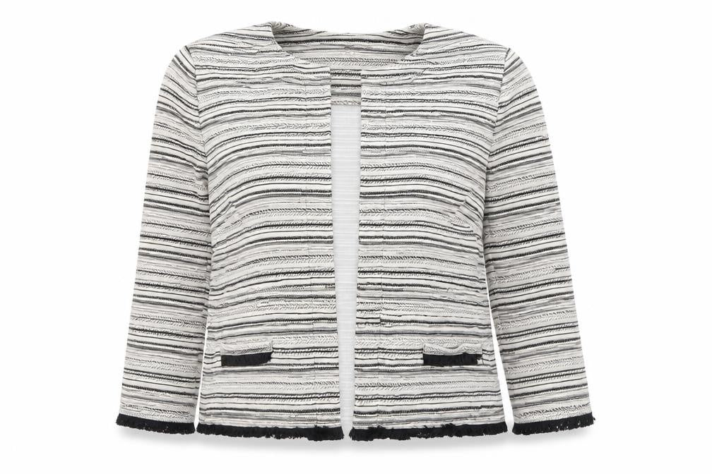 Marks and Spencer Womens Grey Striped  Cardigan Jumper Size 12