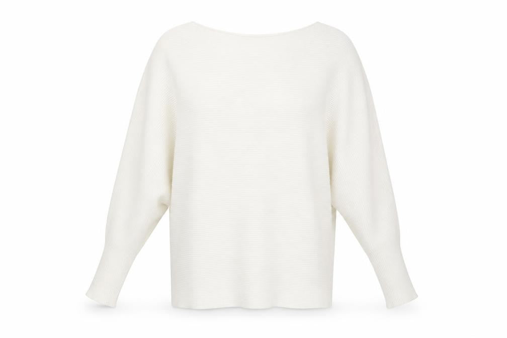 Front view of Joan Vass women’s white jumper, size M