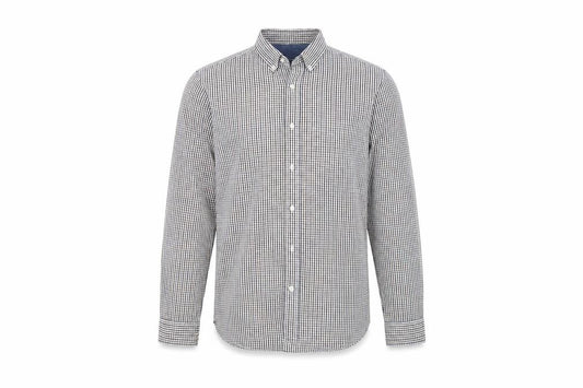 Front view of Next men’s white striped button-up, size M