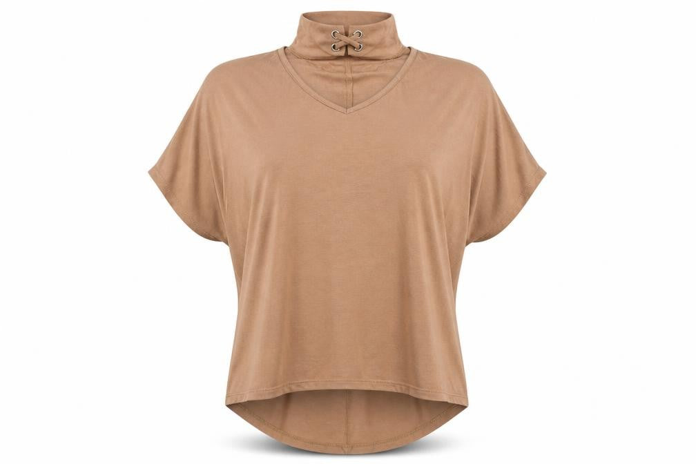 Front view of Select women’s beige basic blouse, size UK 12
