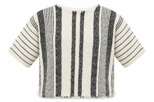 Front view of Papaya women’s beige striped jumper, size M