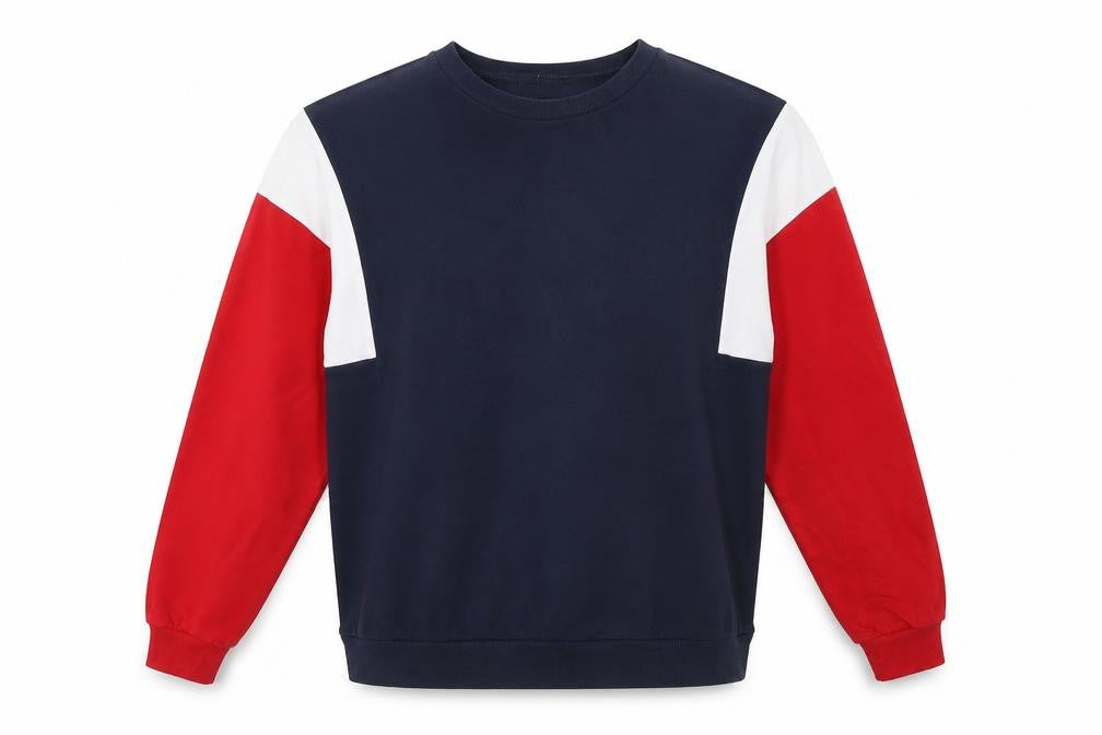 Front view of Preworn men’s blue jumper, size M
