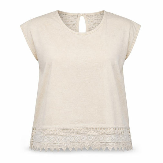 Front view of H&M women’s ivory basic t-shirt, size L