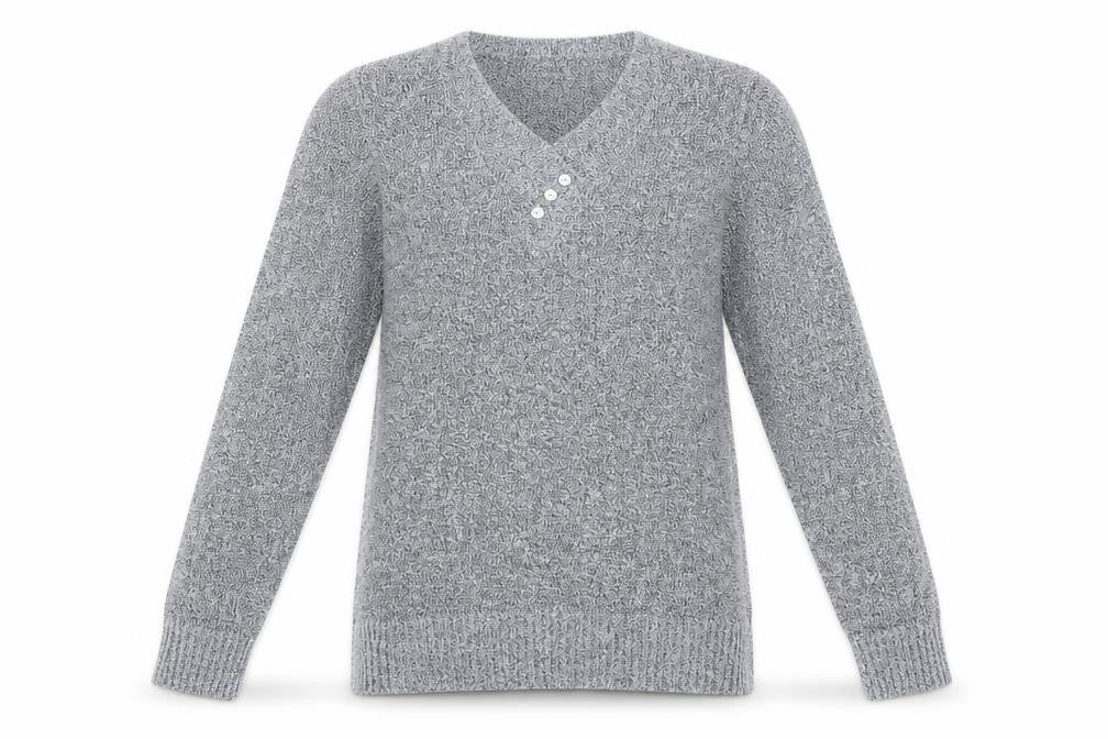 Front view of Preworn women’s blue jumper, size UK 10