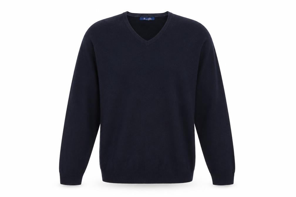 Front view of BHS men’s blue knit jumper, size L