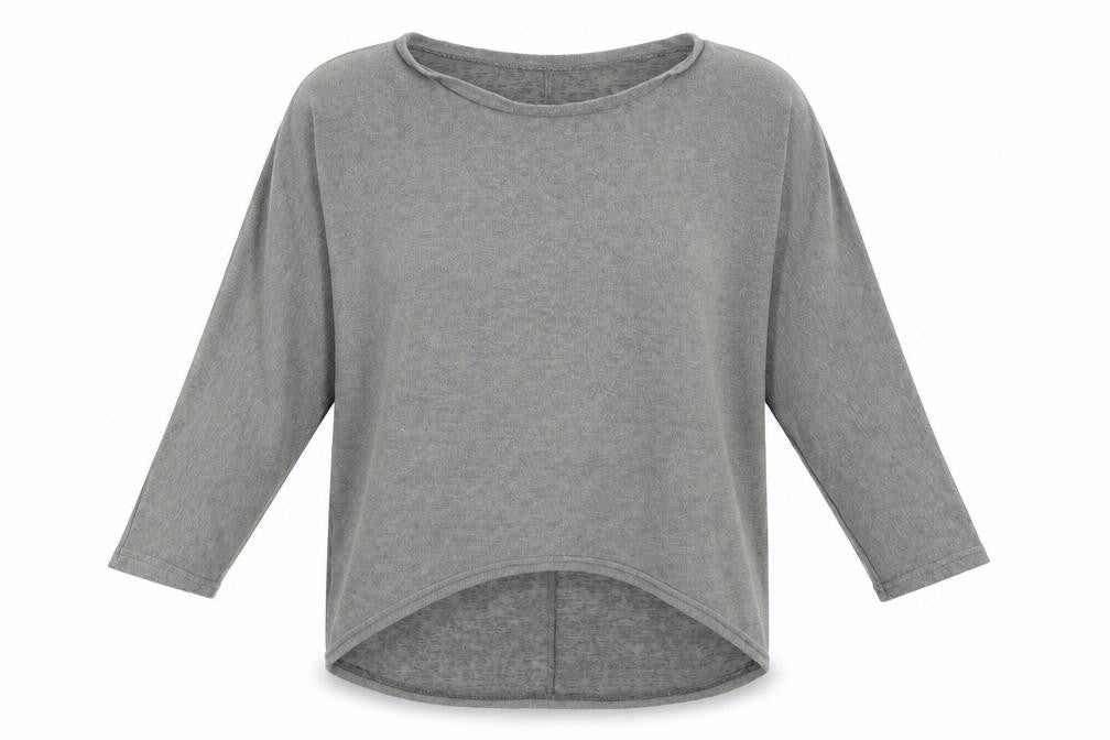 Front view of Zanzea women’s grey knit jumper, size S