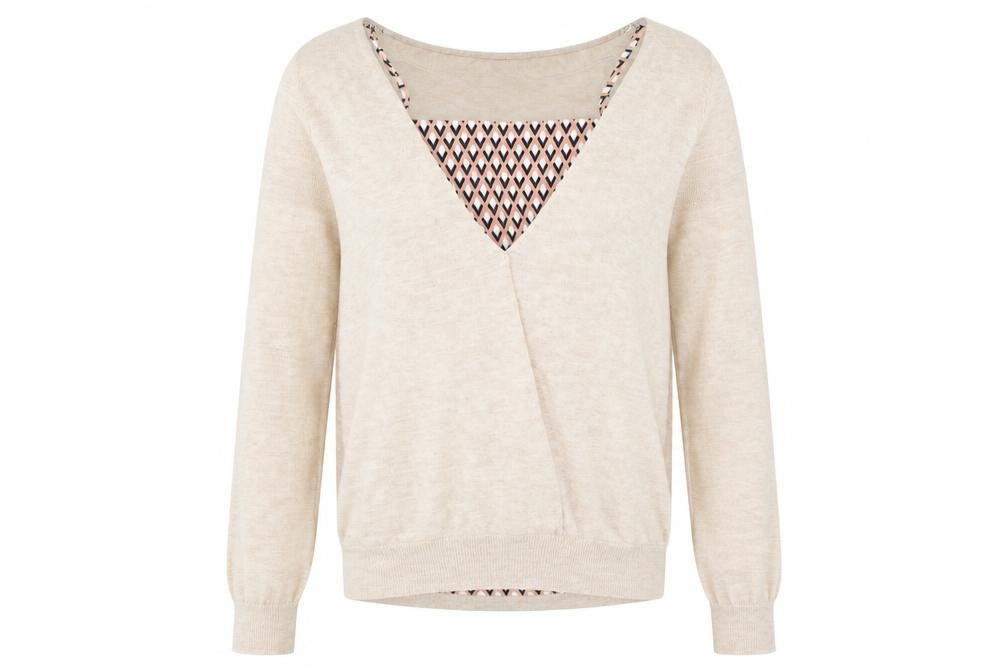 Front view of F&F women’s beige knit jumper, size UK 6