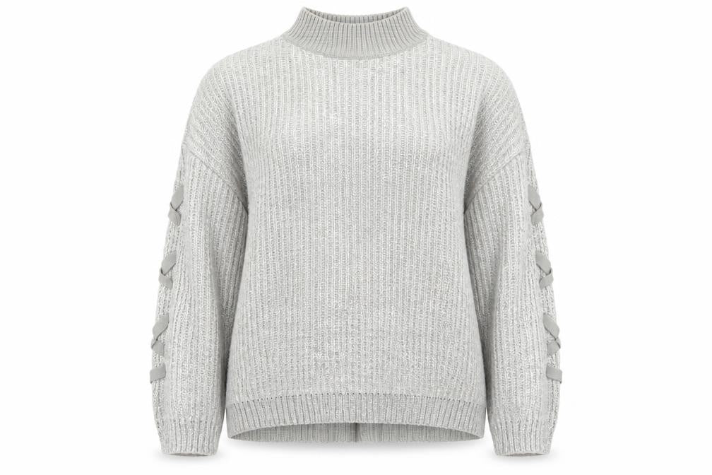 Front view of Papaya women’s grey jumper, size L