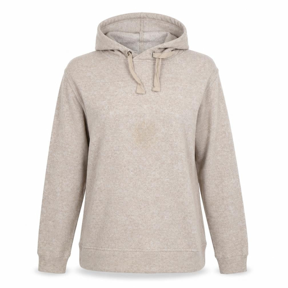 Front view of F&F women’s beige knit pullover hoodie, size UK 12