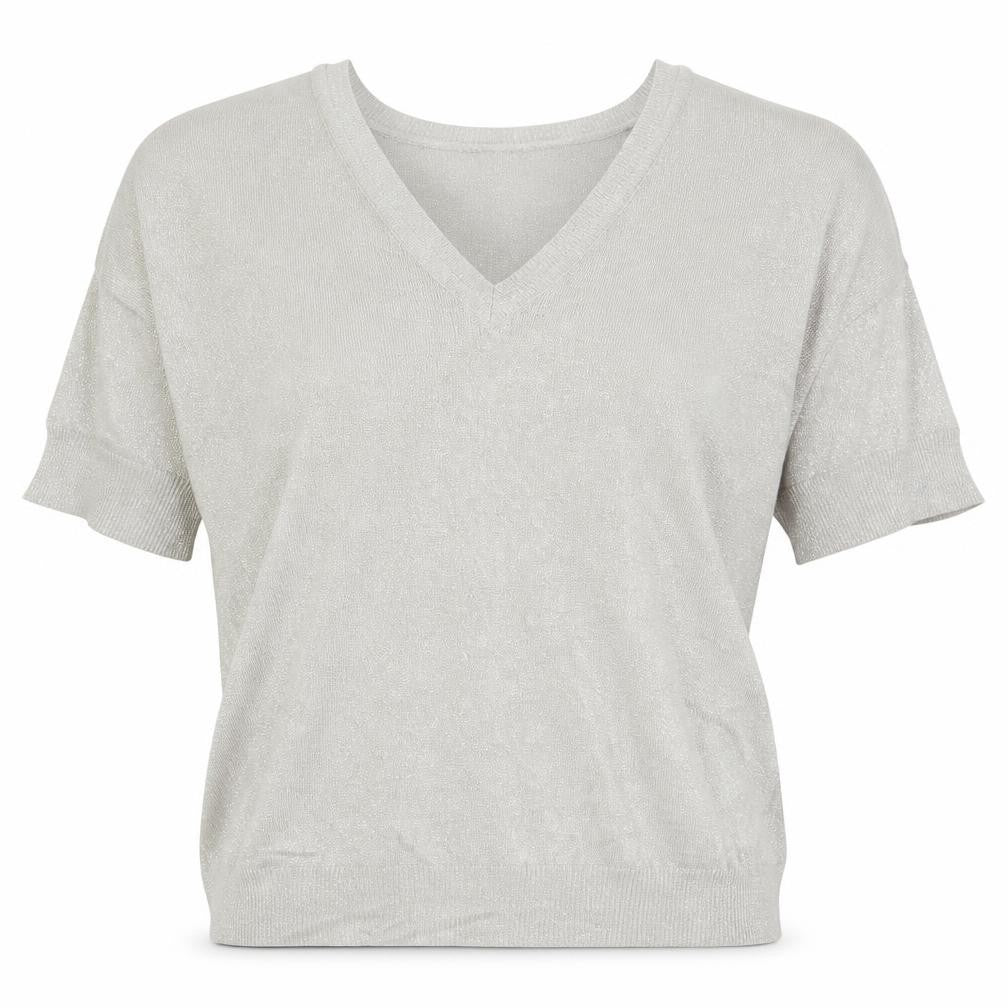 Front view of Next women’s silver knit jumper, size UK 6