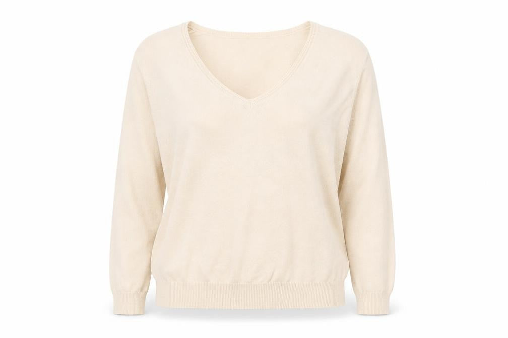Front view of Marks & Spencer women’s ivory jumper, size UK 14