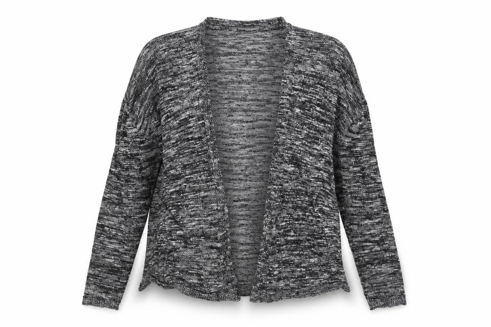 Front view of H&M women’s grey cardigan jumper, size S