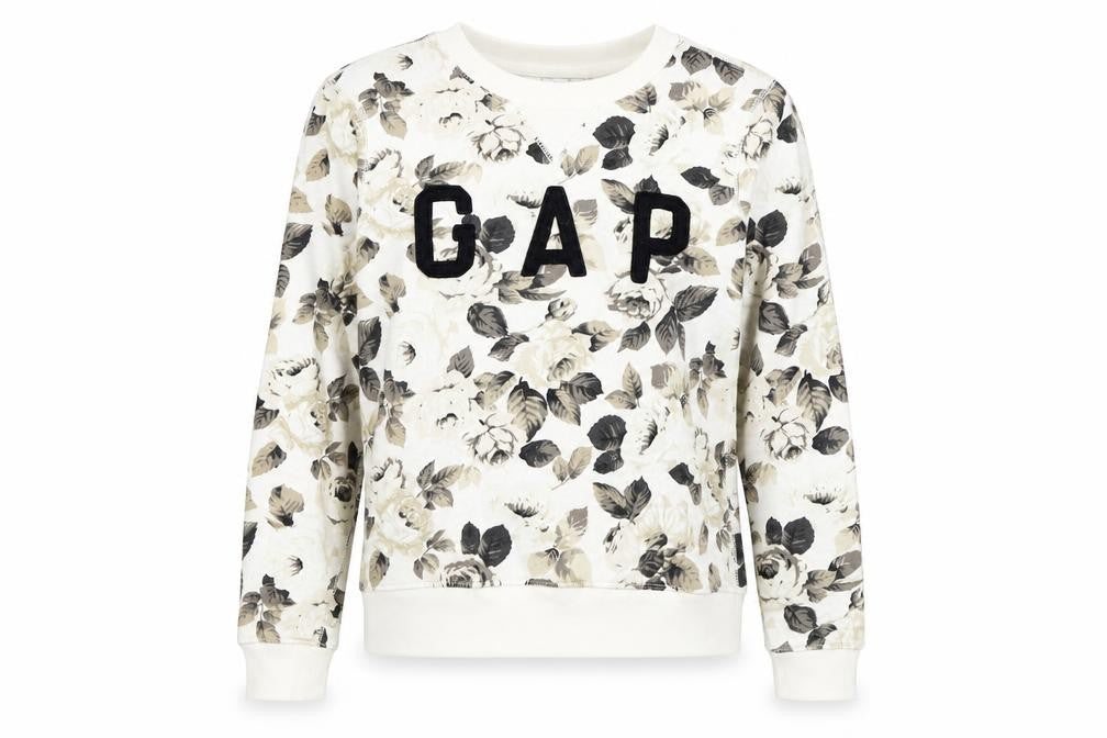 Gap Womens White Floral  Pullover Jumper Size M