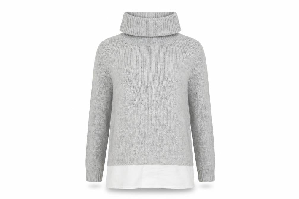Front view of Peacocks women’s grey tunic jumper, size UK 8