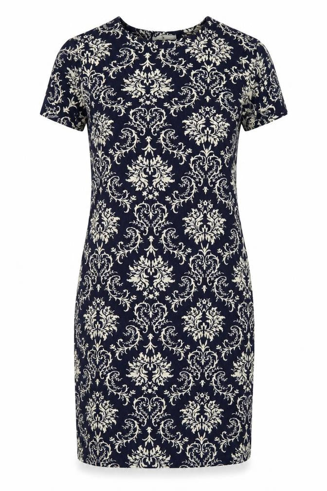 Front view of Tu women’s blue floral pencil dress, size UK 10