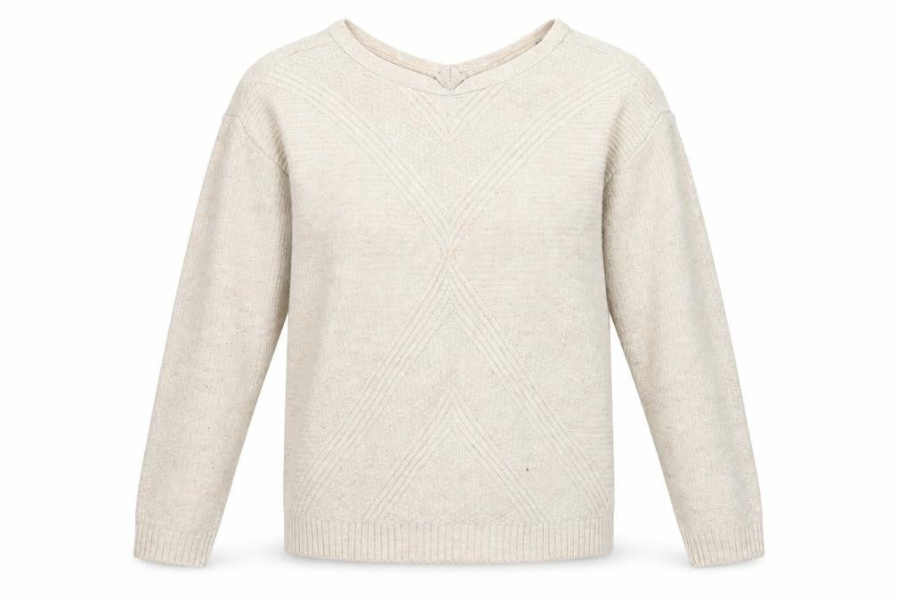 Front view of Dorothy Perkins women’s white jumper, size UK 12