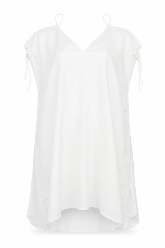 Front view of ASOS women’s white chiffon tunic blouse, size UK 10, - swim