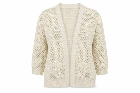 Front view of Oasis women’s ivory cardigan jumper, size M