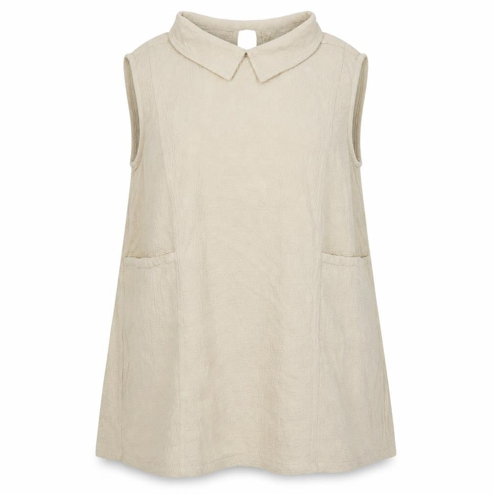 Front view of Vog Style women’s beige tunic blouse, size 2XL