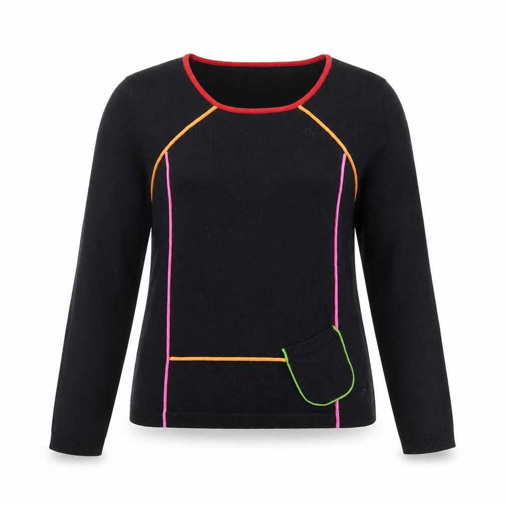 Front view of Preworn women’s black jumper, size UK 10