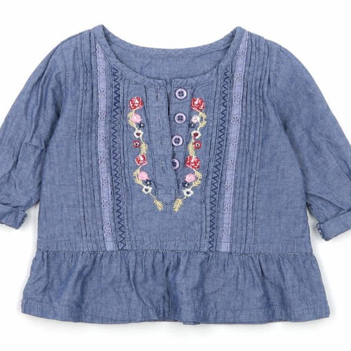 Matalan Girls Blue  Denim Basic T-Shirt Size 6-9 Months