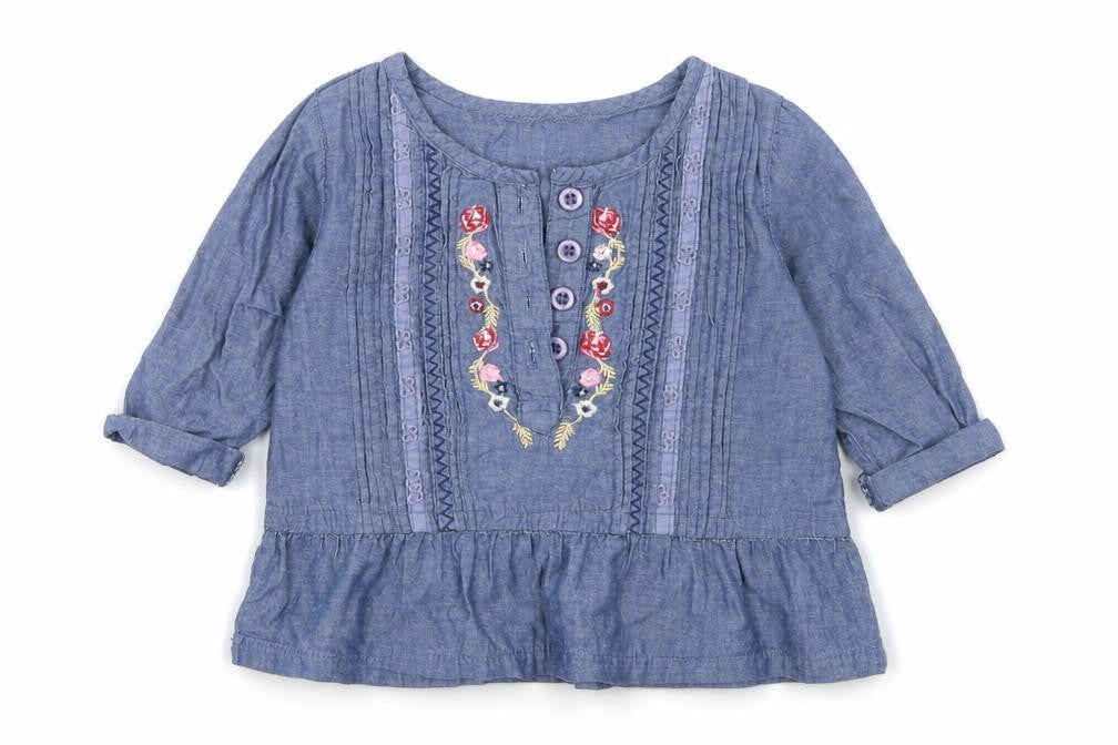 Matalan Girls Blue  Denim Basic T-Shirt Size 6-9 Months
