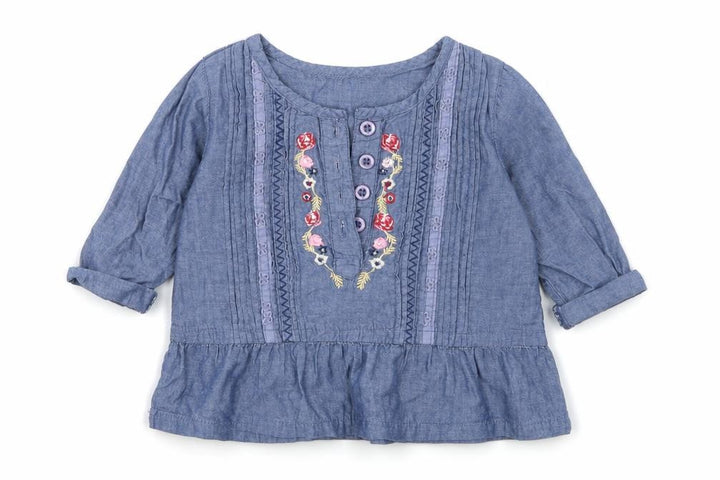 Matalan Girls Blue Denim Basic T-Shirt Size 6-9 Months