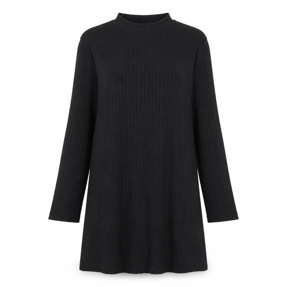 Front view of Papaya women’s black a-line, size S, - ribbed
