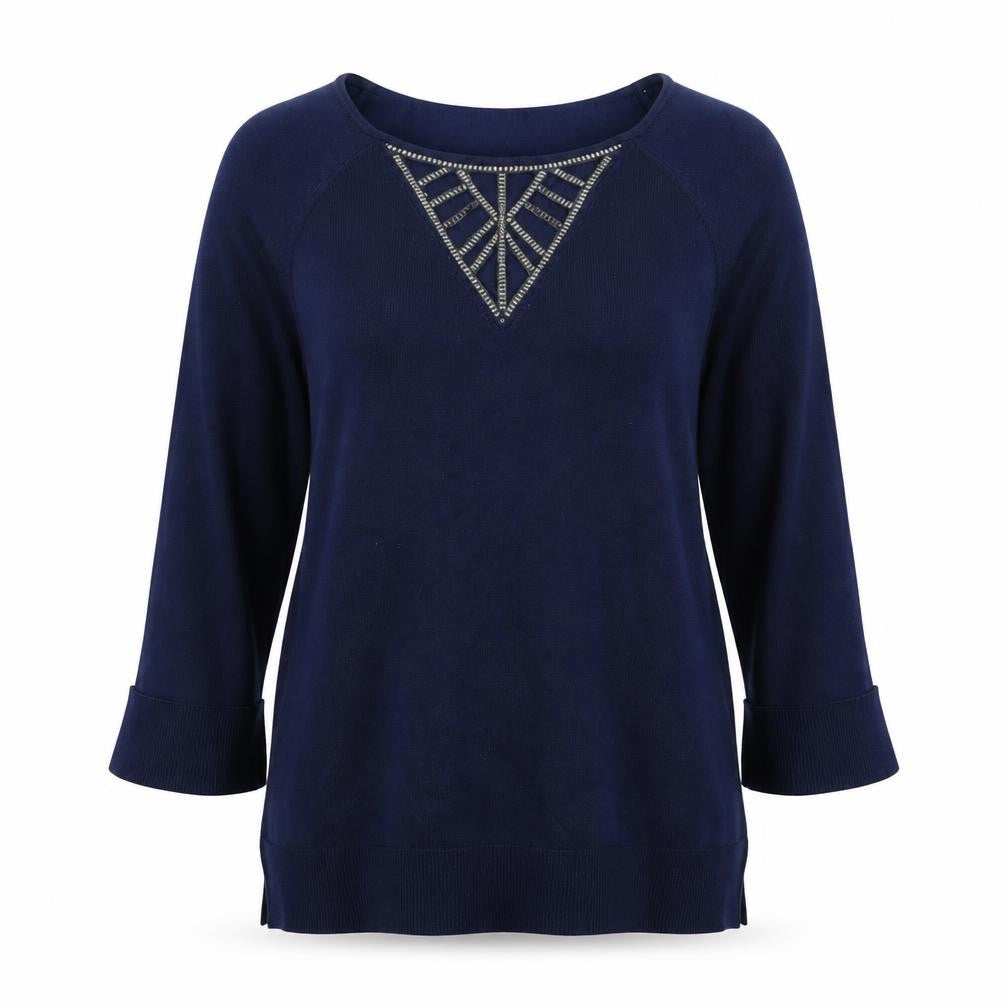 Front view of Love Scarlett women’s blue basic t-shirt, size S