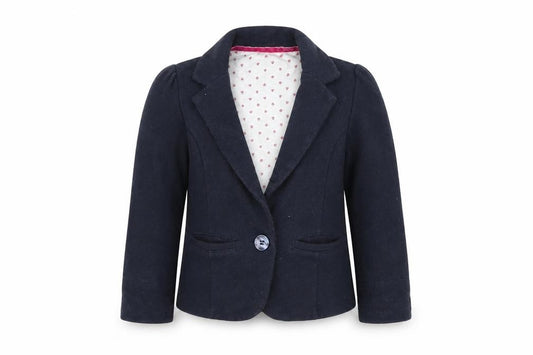 Front view of Young Dimension girls’ blue jacket, size 2-3, years