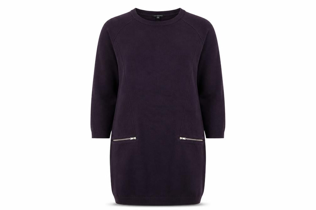 Front view of Warehouse women’s purple knit jumper, size UK 10