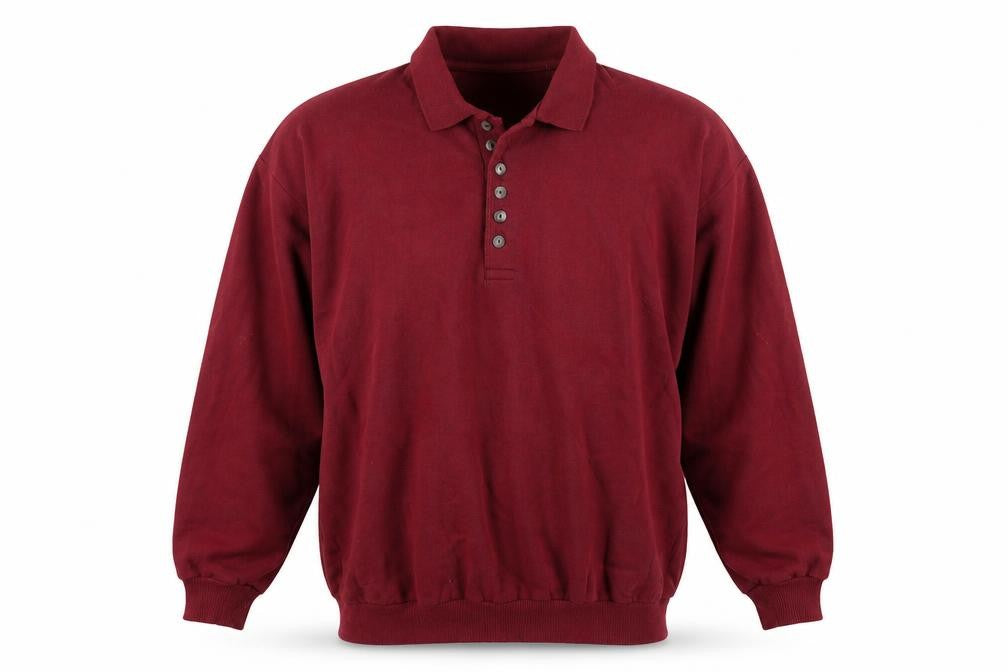 Front view of Stock men’s red jersey polo one size