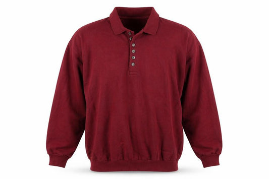 Front view of Stock men’s red jersey polo one size