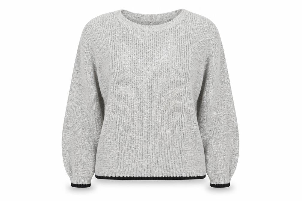 Front view of Topshop women’s grey knit jumper, size UK 14