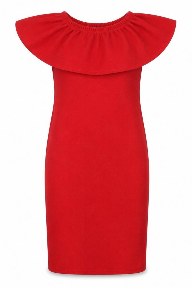 B.YOU Womens Red Houndstooth  A-Line  Size 8  - Frill detail