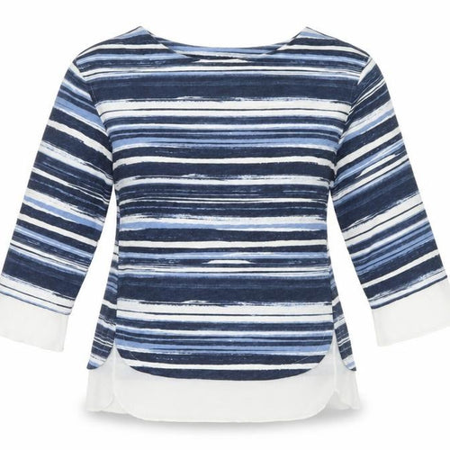 M&S Womens Blue Striped  Pullover Jumper Size 10  - Frill detail