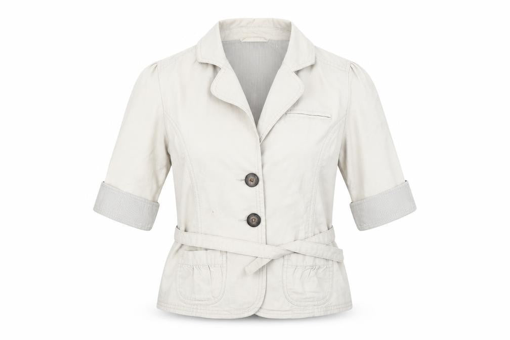 Front view of Next women’s beige jacket coat, size UK 12