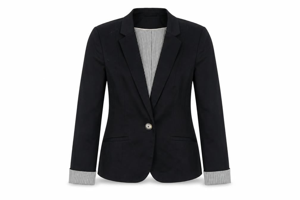 Front view of H&M women’s black jacket blazer, size UK 6