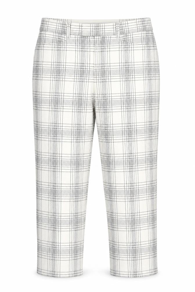 Zara Womens White Check  Cropped Trousers Size S L22 in