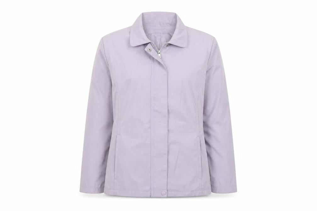 Front view of Bonmarché women’s purple jacket coat, size L