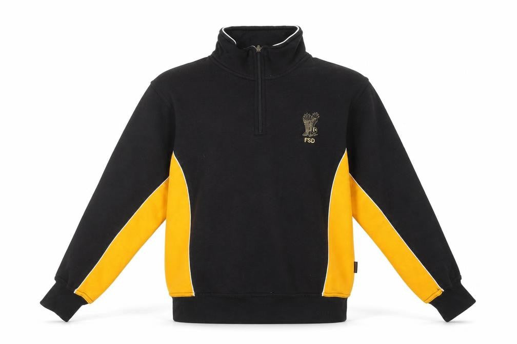 Front view of Falcon women’s black jumper, size M