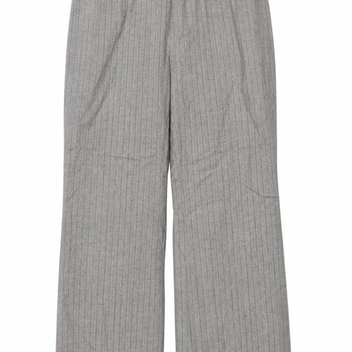 Marks and Spencer Womens Grey Striped  Trousers  Size 14 L32 in